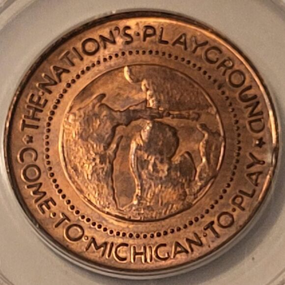 1933 Century of Progress Expo Michigan Medal HK-473 RED MS65 ANACS - Picture 4 of 4